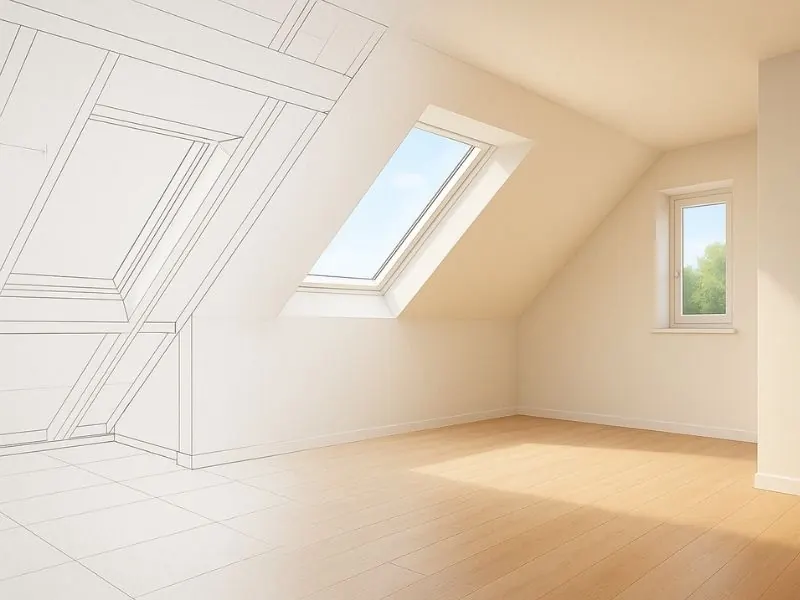 Ausgebautes Dachgeschoss mit Dachfenster und hellem Holzboden